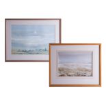 Two watercolours one of 'Scorhill Circle' Dartmoor and another, largest 29cm x 42cm, framed (2).