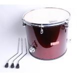A percussion Tom Tom drum, 16 inches, plus PP1062, in red sparkle with stand.