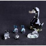 Swarovski, The Lovlots duck, boxed, together with five various small animal ornaments.