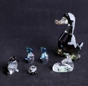 Swarovski, The Lovlots duck, boxed, together with five various small animal ornaments.