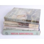 Four books including 'Marine painting' and 'British Impressionism'.