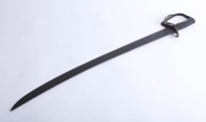 A Georgian cutlass, the slightly curved blade with single fuller, joining a stirrup and swept bar