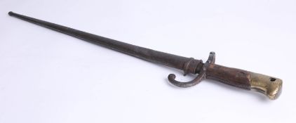 A 19th bayonet with metal scabbard, 66cm.