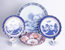 Noritake, a porcelain dish, a pair of Booths 'Old Willow' plates, large Boch wall plate etc.