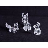 Swarovski crystal, Collection of Three Foxes, perfect condition, in original well-kept box.