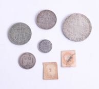 A Maria Theresa Thaler 1780, and four other coins.