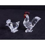 Swarovski crystal, Cockerel and Hen, perfect condition, in original well-kept box.