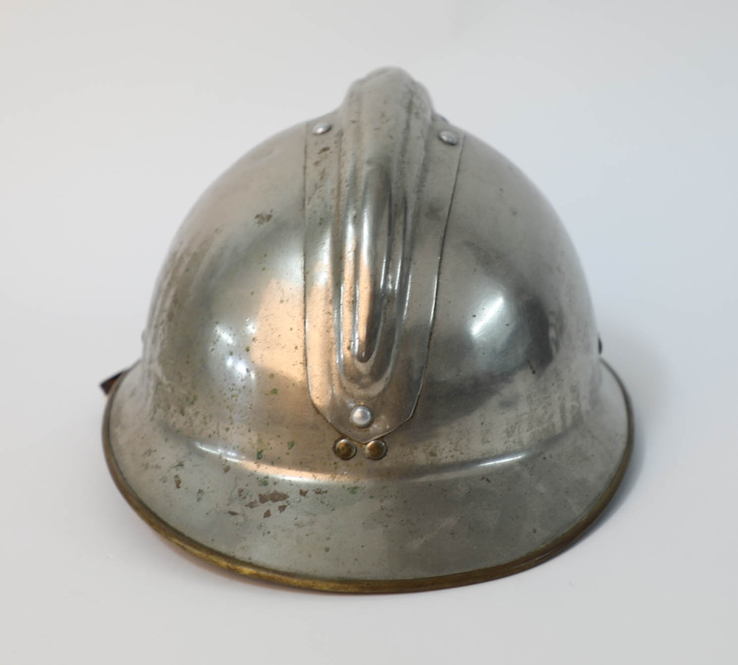 A French fireman's helmet, the crest marked Sapeurs Pompiers D'aulnoye and another helmet, marked - Image 4 of 15