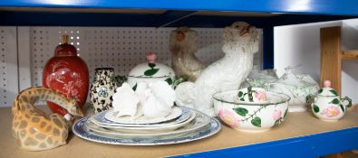 A pair of large Staffordshire dogs, various part dinnerware's, USSR large giraffe group etc.