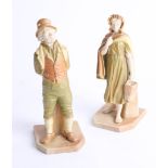 Worcester, a pair of figures models 835 and 1874, height 17cm.