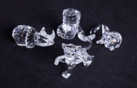 Swarovski crystal, Collection of African Creatures, consisting of Lion cub, Rhino, Elephant and