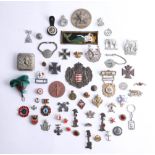 A collection of assorted badges and objects, incl replicas, German iron crosses, medallions, replica
