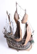 A replica of a Spanish galleon model.