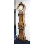 A reproduction French longcase clock with gilt applied decorations and kingwood style casing,