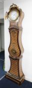 A reproduction French longcase clock with gilt applied decorations and kingwood style casing,