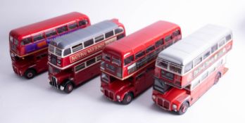 Four Sun Star 1/24 scale model Routemaster buses.