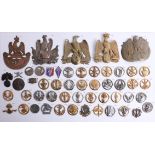 A collection of approx. 52 military cap badges including 19th century French shako plates also