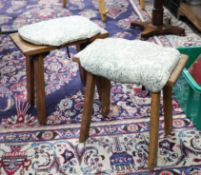 Pair of solid oak stools, height 42cm.