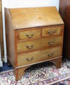 Edwardian inlaid mahogany bureau, width 76cm.