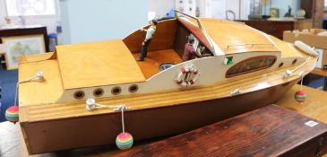 A remote control Pleasure Boat with figures, scratch built with controller and servo, length