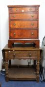 Small reproduction chest of drawers with fold over top, width 59cm.