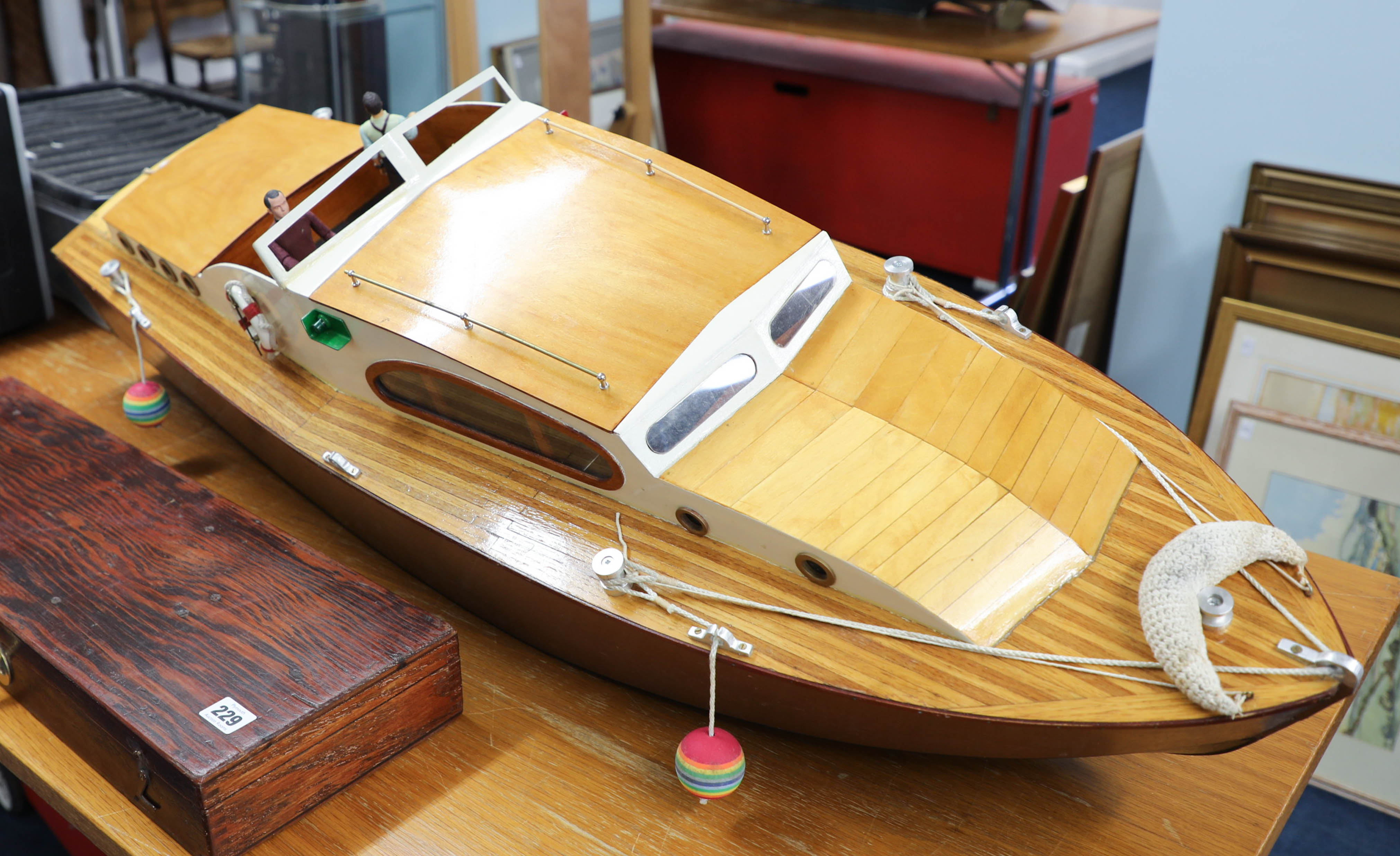 A remote control Pleasure Boat with figures, scratch built with controller and servo, length - Image 2 of 2