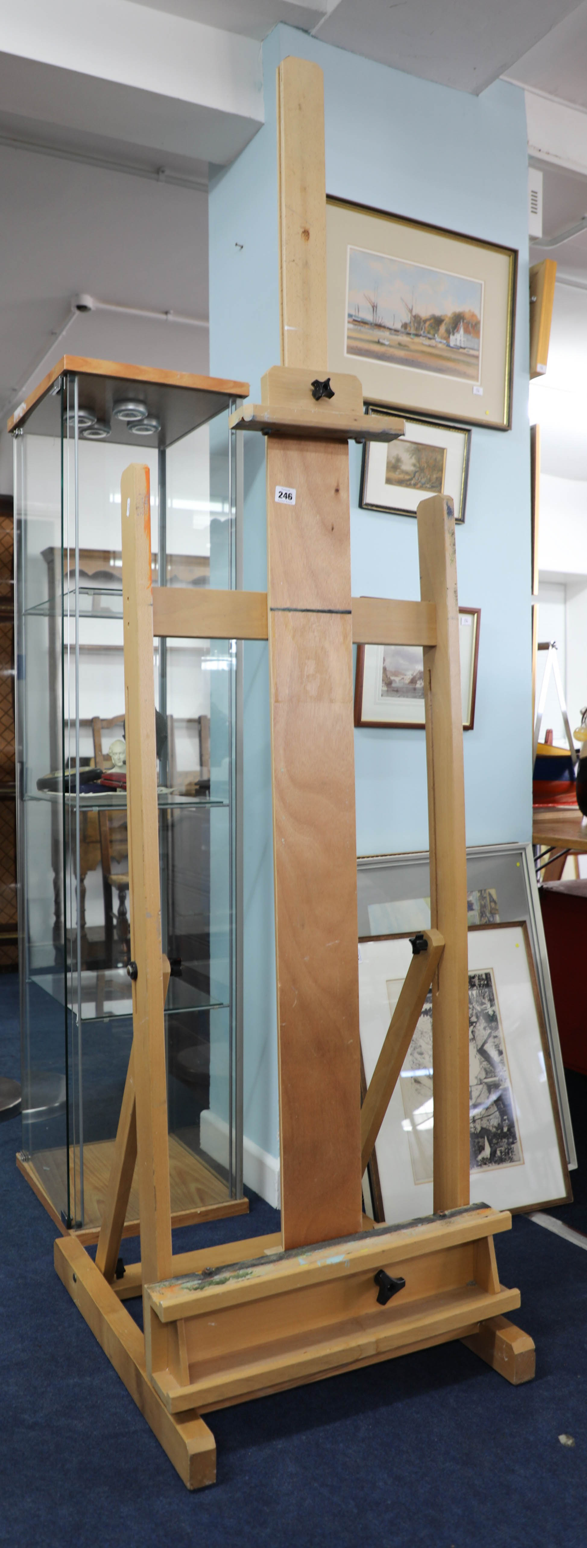 A large free standing Artist easel, height approx 193cm.