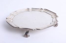 Geo V, silver waiter, on curl feet, diameter 15.5cm, 7.3 oz.