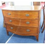 A 19th century mahogany bow fronted chest fitted with three long drawers on bracket feet, width