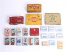 Collection of cigarette packets together with cigarette tins including Gold Flake, Benson &