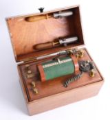 Vintage electrocution machine in wood box, 21cm x 50cm height.