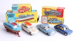 Corgi Toys, 'Dolphin 20 Cruiser' on winch trailer, No 104, boxed, 'Hillman IMP', No 251, boxed, '