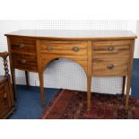 George III style mahogany bow fronted sideboard, width 148cm.