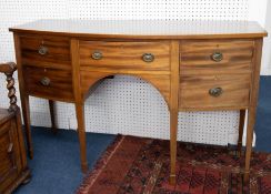 George III style mahogany bow fronted sideboard, width 148cm.