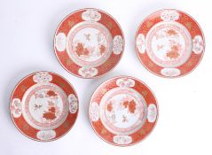 A set of four porcelain Kutani? shallow dishes, diameter 19.5cm.