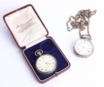 Benson, a silver open face pocket watch together with another pocket watch in white metal case