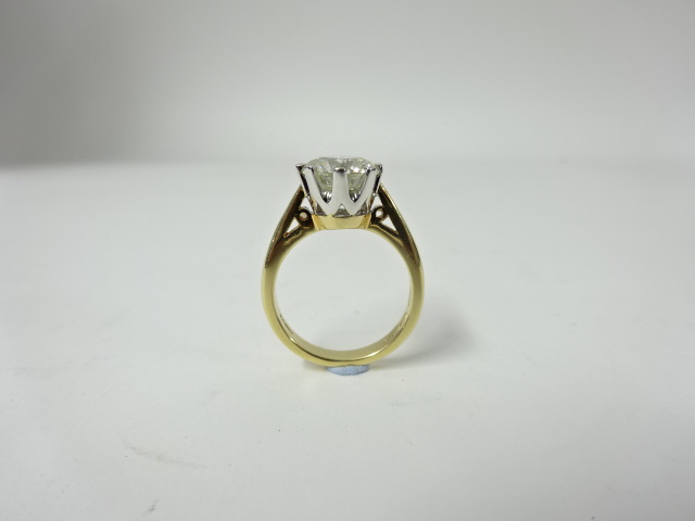 A large diamond solitaire ring, set in yellow gold, approx 3.00 carats, ring size N, judged to be - Image 8 of 8