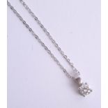A platinum and diamond set single stone pendant necklace.