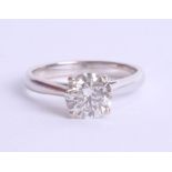 A fine modern 18ct white gold and diamond solitaire ring approx 1.45ct, estimated colour and clarity