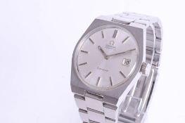 Omega, a gents steel automatic date 'Geneva' wristwatch, circa 1972/73, silver batton dial.