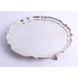 A modern silver salver circa 1972, maker Charles.S.Green & Co, approx 35oz, diameter 36cm.