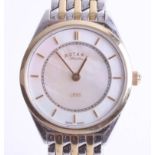 Rotary, a ladies modern wristwatch with extra links, white metal gilt with a mop dial circa 2015.