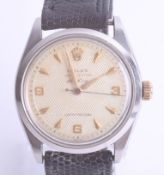Rolex, a vintage gents stainless steed Oyster Perpetual Air King wristwatch, dial marked 'Super