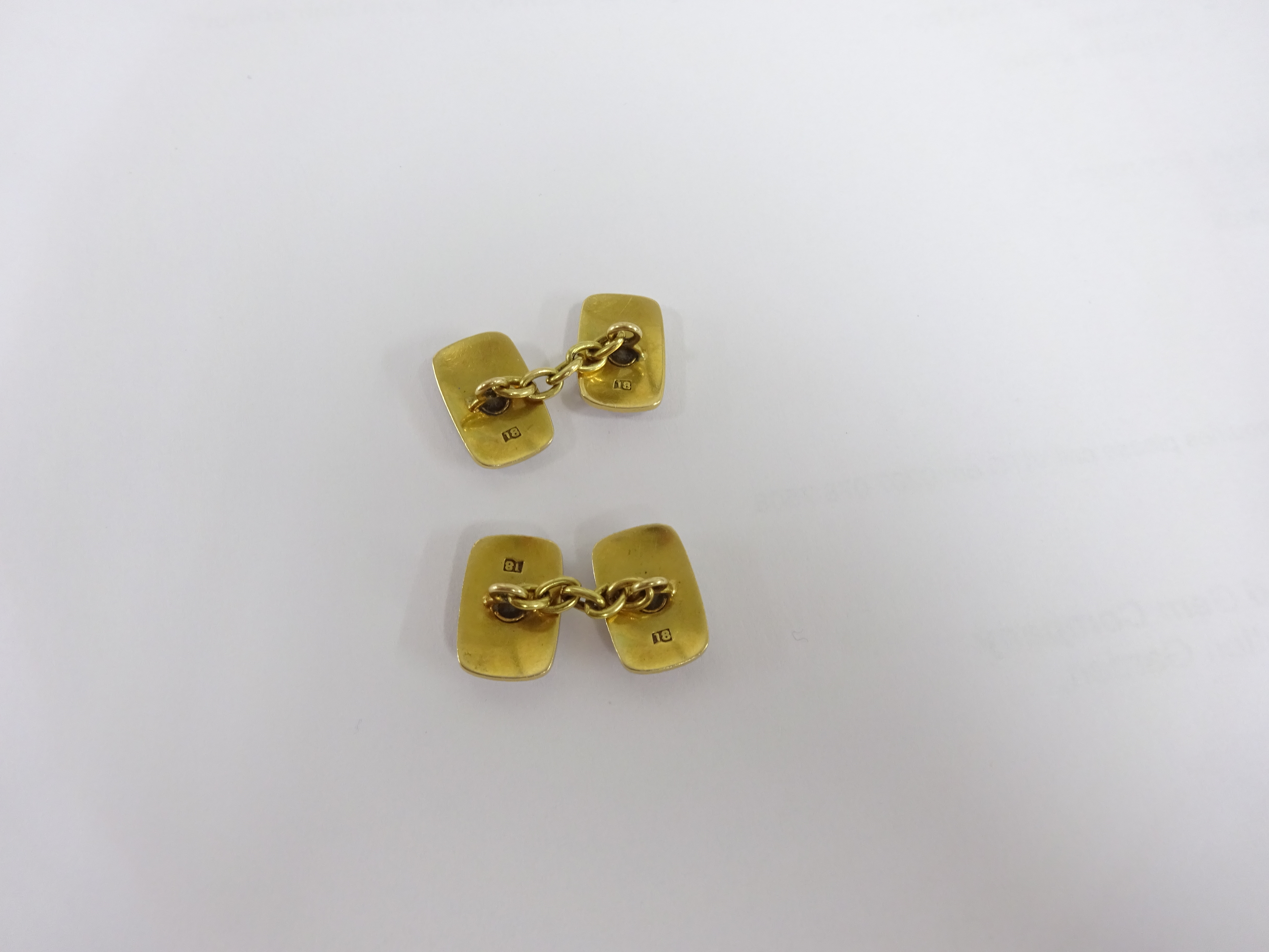 A good pair of 18ct gold enamel and diamond set cufflinks. - Image 2 of 2
