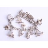 A silver charm bracelet approximately 2.34oz.