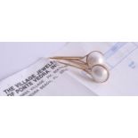 A pair of 14k Mabe pearl drop earrings with US purchase receipt 1994, approx 5.8g.