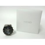 Seiko, a modern gents chronograph stainless steel wristwatch 100m, original box.