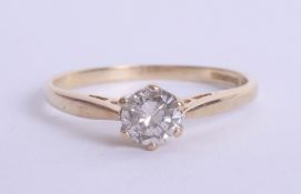 An 18ct yellow gold solitaire diamond ring approx 0.40ct, estimated colour and clarity SI2/J, size L