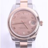 Rolex, a ladies stainless steel and rose gold Oyster Perpetual Datejust wristwatch, circa 2008, with