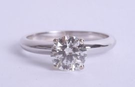A fine modern 18ct white gold and diamond solitaire ring approx 1.45ct, estimated colour and clarity